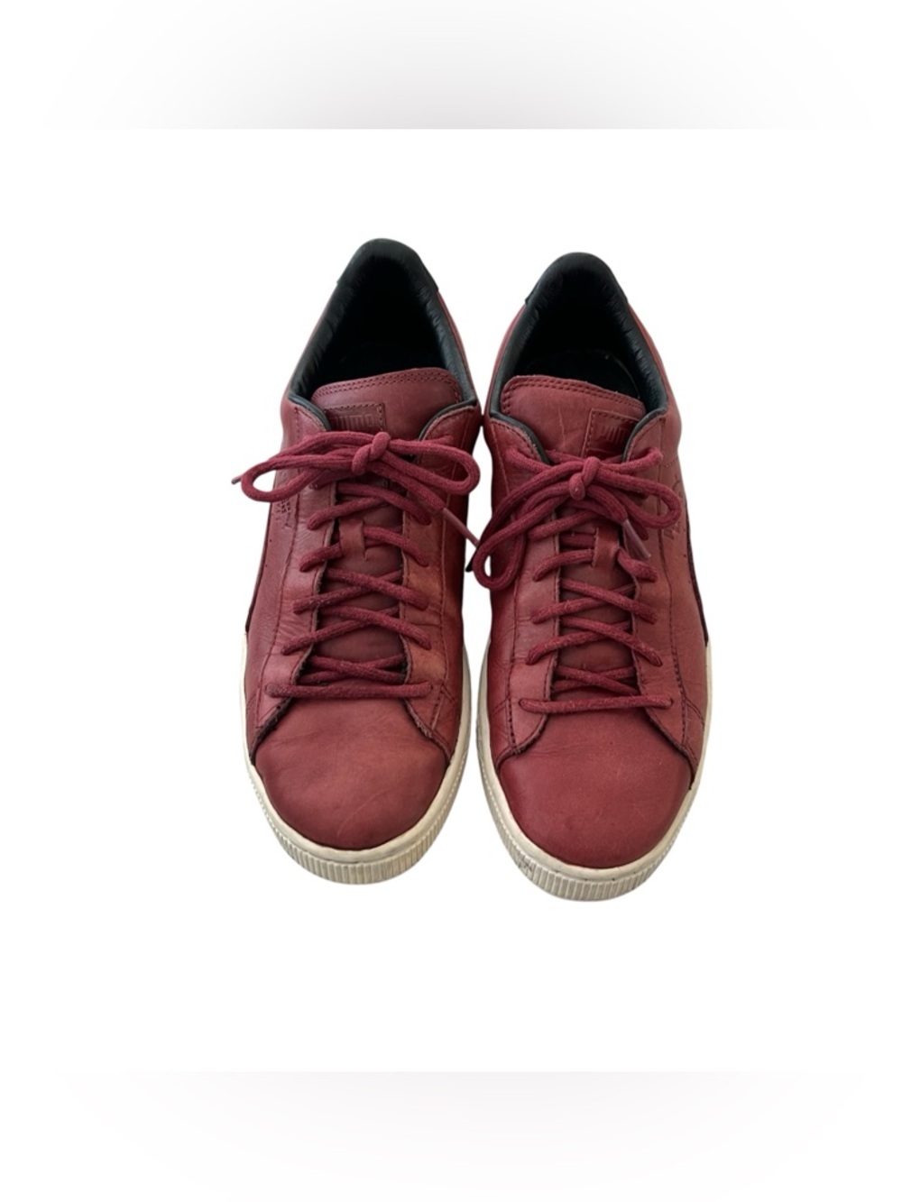PUMA Basket Citi Series Round Toe Maroon Leather Shoes